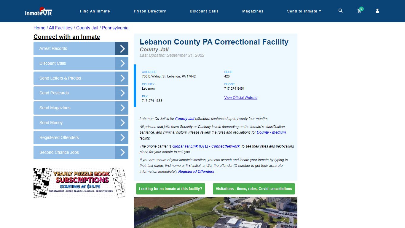 Lebanon County PA Correctional Facility - Inmate Locator - Lebanon, PA
